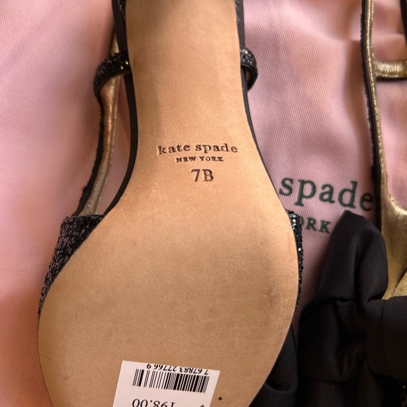 Kate Spade Glitter Black Bow Heels 7 - Picture 7 of 10